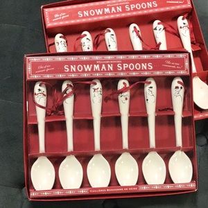 Set of two (6 each) snowman ceramic holiday spoons